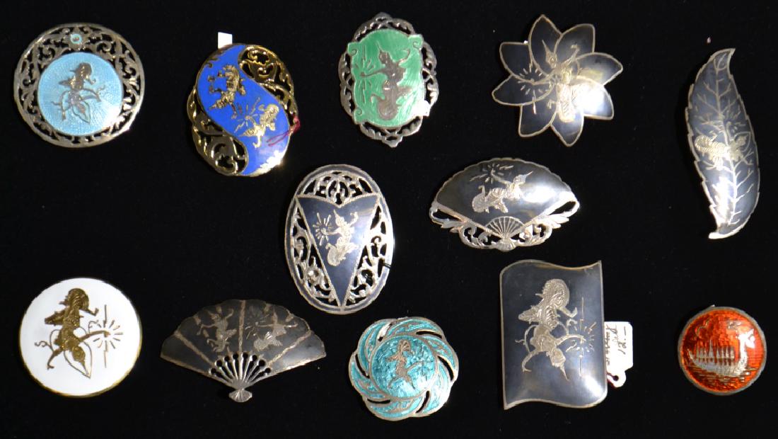 Large Damascene Siam Sterling Pins (1 of 1)