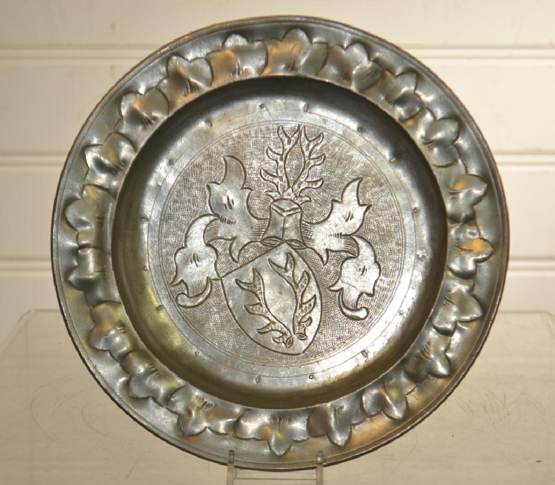19th Century Engraved German Pewter Plate (1 of 3)
