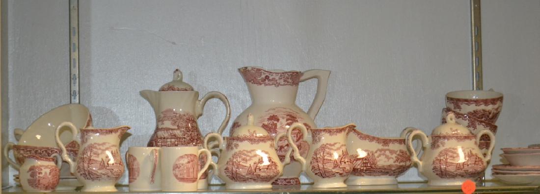 Red Staffordshire Transfer Ware Grouping (1 of 2)