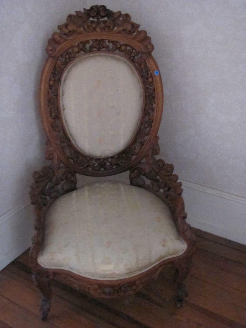 Walnut Victorian Slipper Chair c. 1860 (1 of 4)