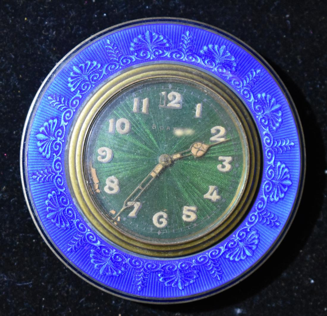 Blue Guilloche Enameled Clock (1 of 2)