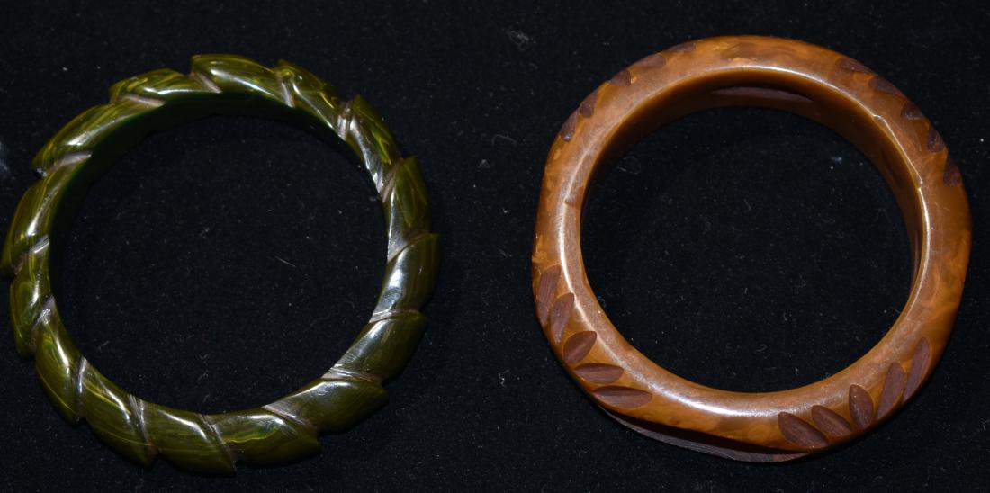 Two Carved Bakelite Bangles (1 of 3)