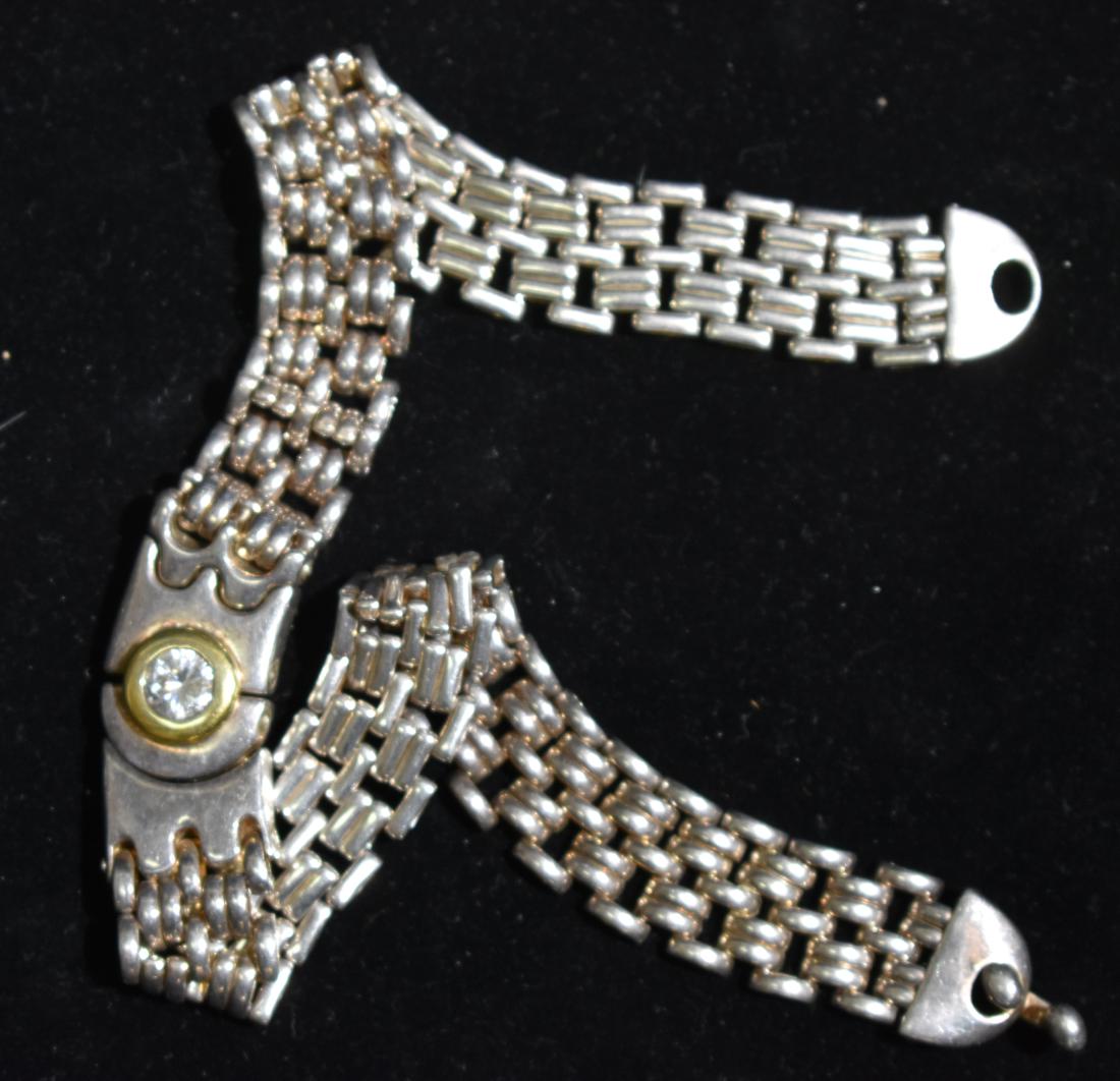 Sterling Choker Necklace: Chain style choker with a large crystal stone in the center weighing 1.7ozt