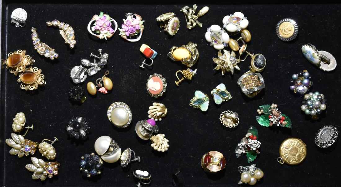 Vintage Clip Earrings: Vintage 1950's-1960's clip earrings - Rhinestone, Aurora Borealis, Trifari, Seashells and More.
