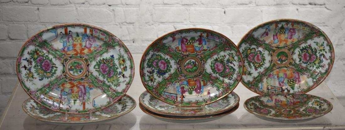Seven Chinese Export Rose Medallion Platters (1 of 6)