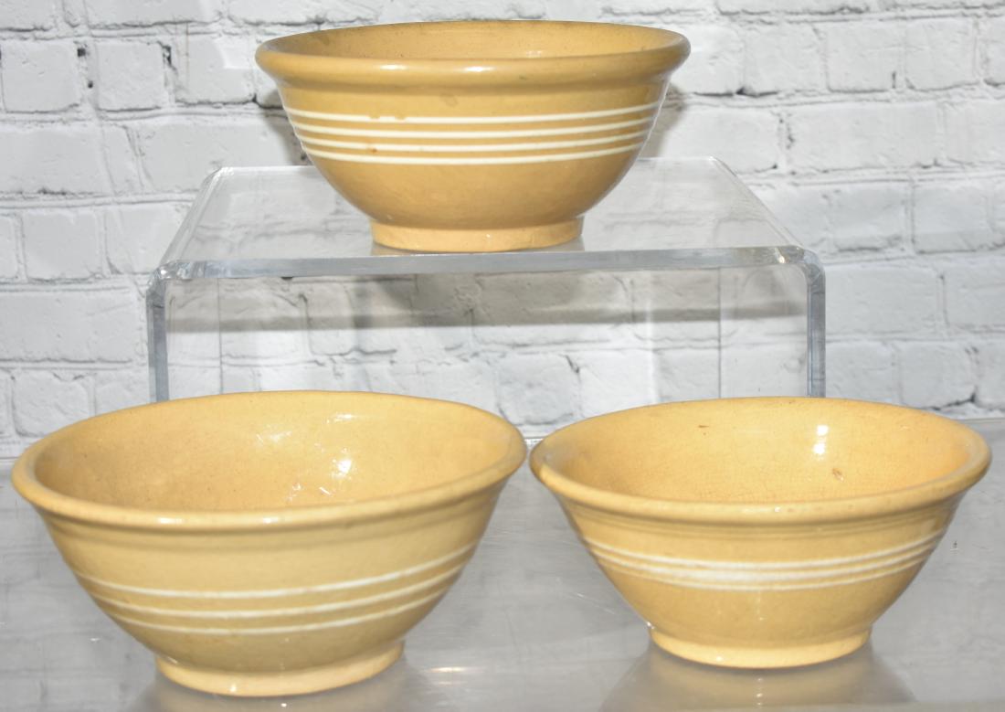 Three 19th Century Yellow Ware Bowls (1 of 3)
