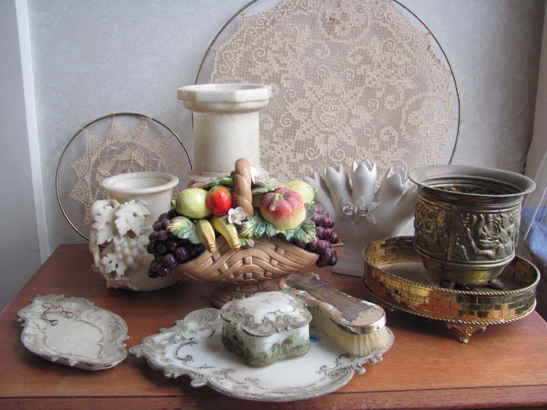 Porcelain, Brass, Lace & Alabaster Grouping (1 of 4)