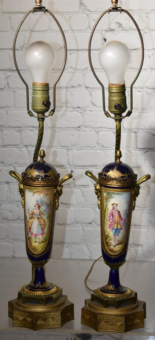 Pair of 1920's Hand Painted Urn Lamps (1 of 5)