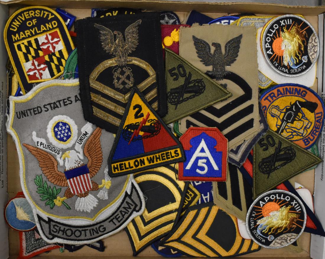 Military and other Patches: Including various Sargeant patches, Civil Air Patrol patches, a US Army shooting team patch and police patches.