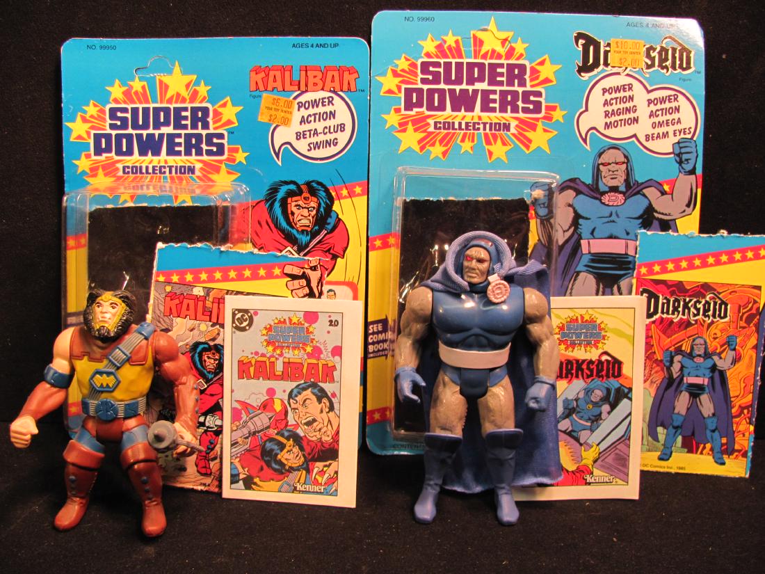 Super Power Figures-Darkseid&Kalibak: Super Powers DC Action Figures - Darkseid & Kalibak with original packaging/opened and comics. Approx. 4" fully poseable by Kenner Parker Toys c1985