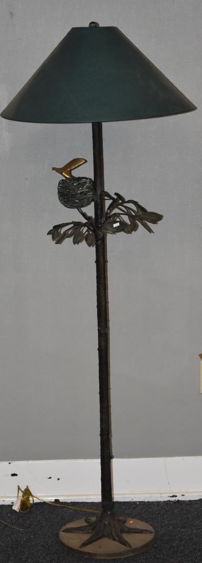 "Frederick Cooper" Figural Floor Lamp: Item measures approx. 64"h. It is in the form of a tree with a bird and nest attached and has the original shade.