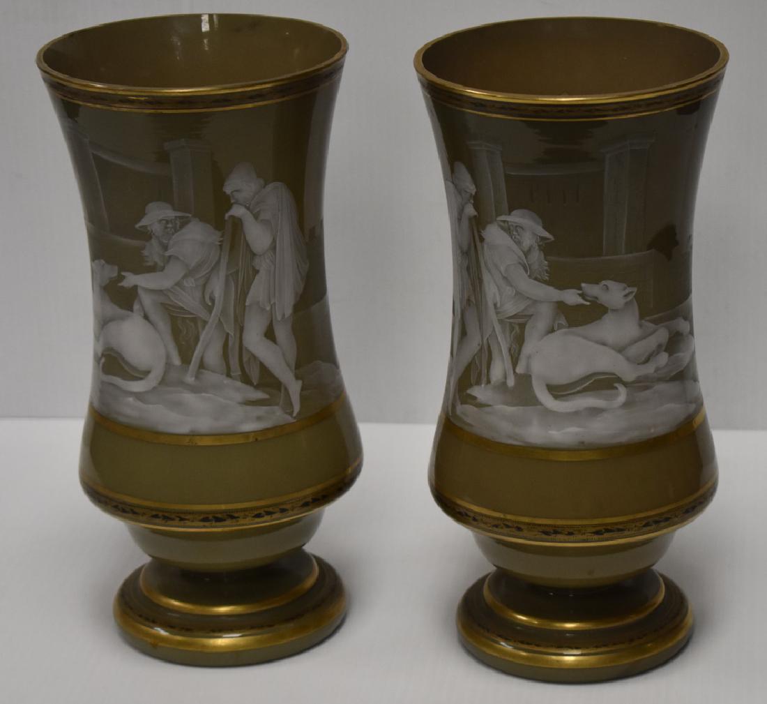 Pair of Enameled Case Glass Vases (1 of 4)