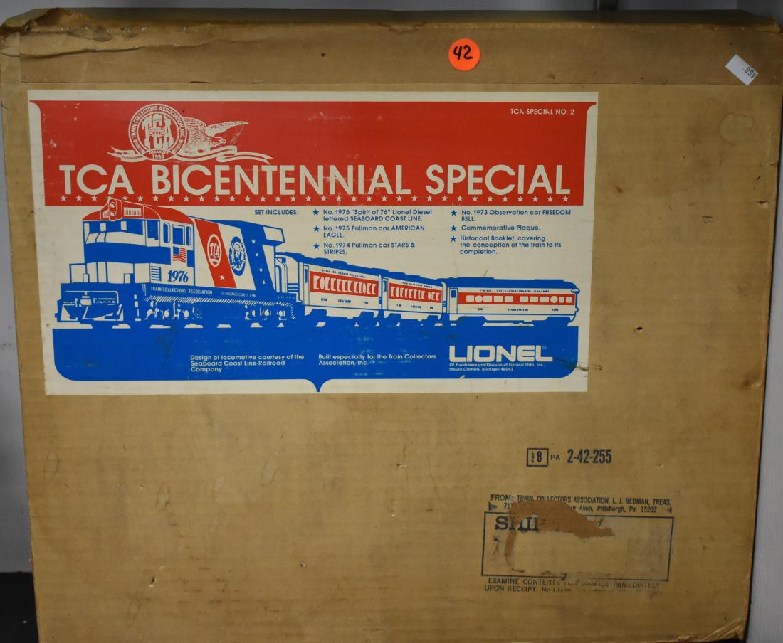 Lionel TCA Bicenteniel Special Train Set: Item is a TCA Special #2. It is in original box, has original booklet and paperwork and appears to be unused.