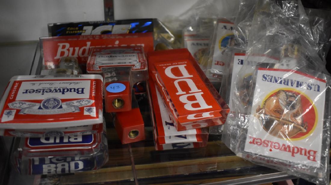 Budweiser Tap Handles (12): Budweiser Tap Handles - Salute to the Armed Forces (4 in Set) and Budweiser Tap Handles - Misc. Product Acrylics, Featuring 1994 World Cup (8 in Set)