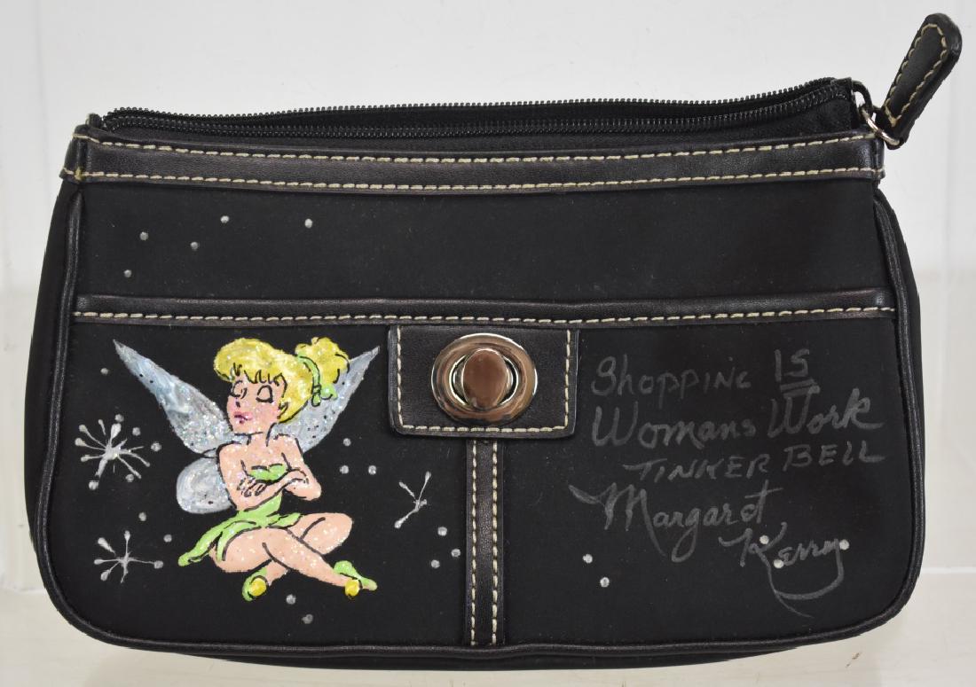 Tinkerbell Purse Autographed by Margaret Kerry: She was the original Tinkerbell from the 1953 Peter Pan movie. She inscribed the Nine & Co. Purse. "Shopping is Woman's Work. Tinkle Bell. Margaret Kerry. On the bottom reads "Faith Trust and Pixie Du