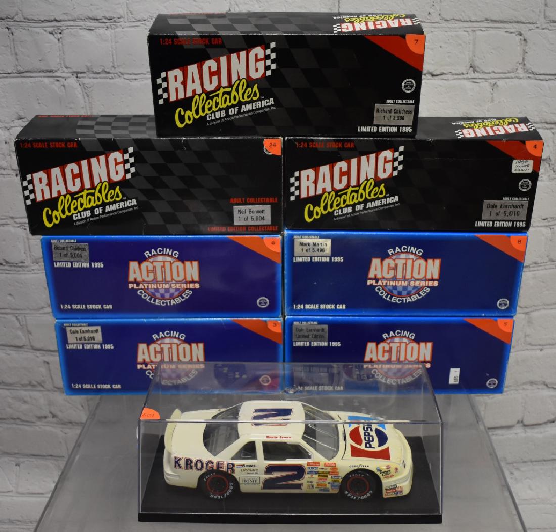 Eight 1:24th Scale Die cast Cars: Including Mark Martin, two Richard Childress, three Dale Earnhardt, Neil Bonnett, and Ernie Irvan. Most are made my Action.