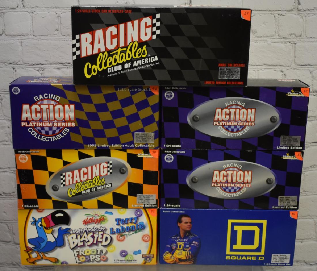 Seven 1:24th Die cast Cars: Including Steve Park, Kyle Petty, Dale Earnhardt, Mike Skinner, Kenny Wallace, Jeremy Mayfield, Terry Labonte. All made by Action.