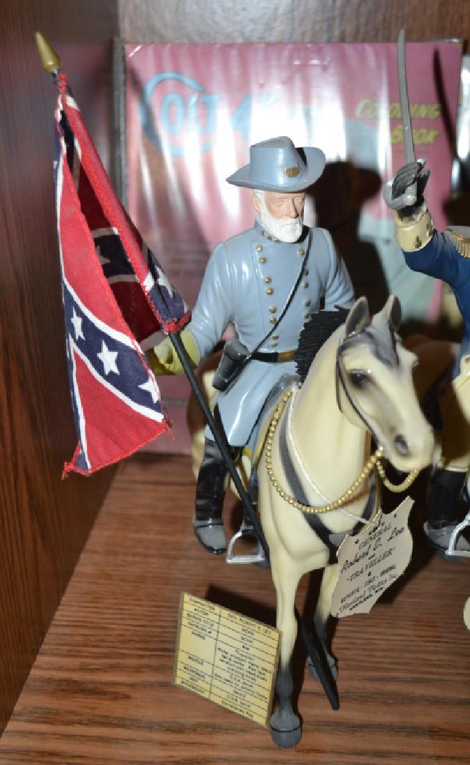 Hartland Figure General Robert E. Lee and Horse: 1950s/1960s Gen. Robert E. Lee, Hartland figure, complete with horse (Traveller), saddle, hat, sword and flag. With custom tag and description card. Catalog no. 808.