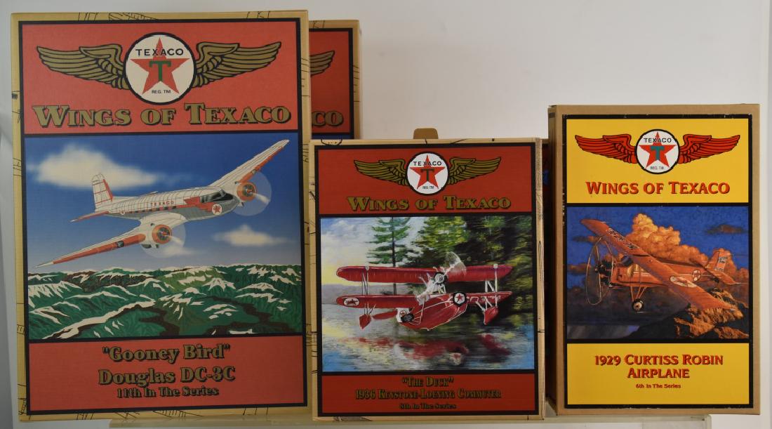 Five Texaco Airplanes in Box: All five are from "The Wings of Texaco" series - two are the oversized versions and all appear to be unused.