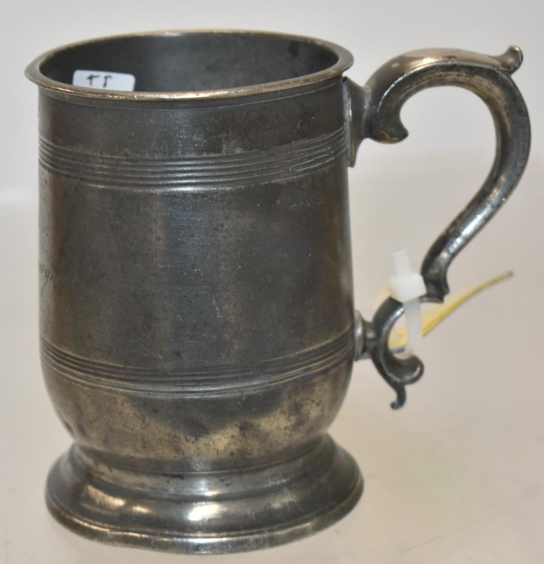 19thC English Tankard by Yates and Birch: 19th century English pint pub tankard by the Makers, Yates & Birch of Birmingham, England, circa 1800. The maker's names are inscribed on the rim.