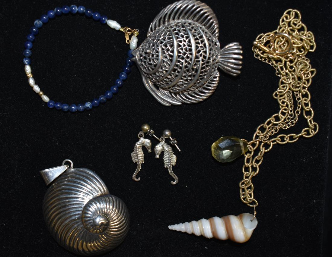Sterling Seashell and Fish Jewelry (1 of 2)
