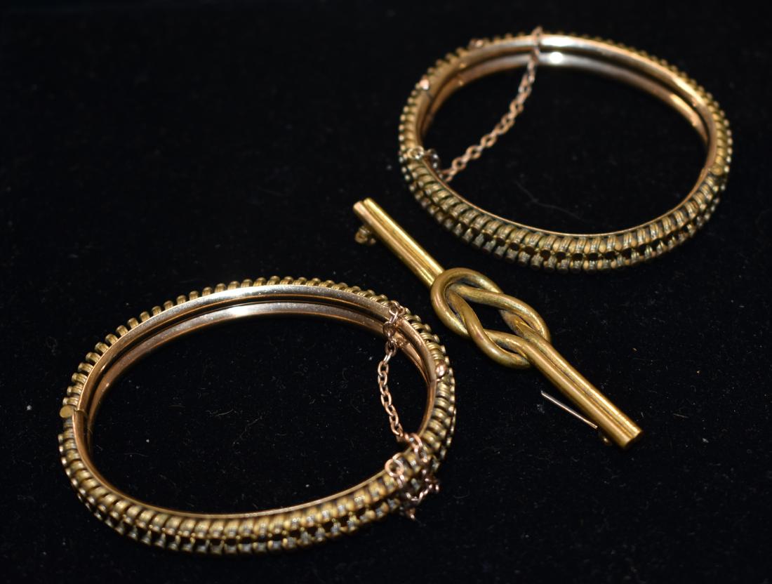 Pair of Victorian Bracelets and a Bar Pin (1 of 1)