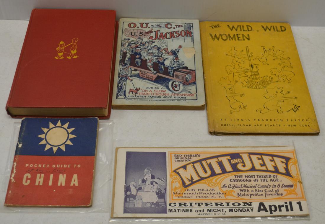 Vintage Cartoon Books (3) and More: The Wild, Wild Women book by Virgil Franklin Partch (1951), How to Draw Cartoons Successfully (1942) by Henry Cartoonist Carl Anderson, O.U. Auto C. The U.S. with Jackson Joke Book (1914), Caniff Pock