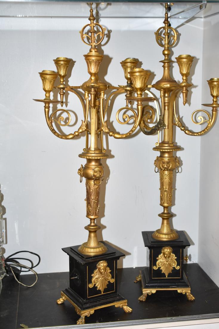 Pair of Brass and Slate Candelabras (1 of 1)