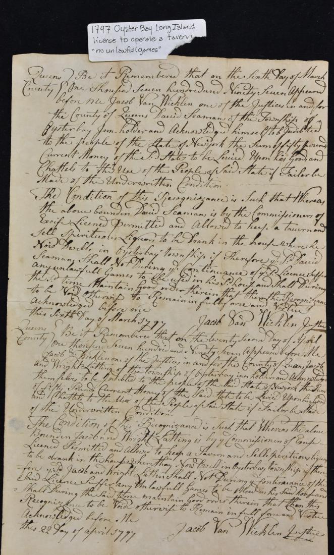 License to Operate a Tavern Dated 1797 (1 of 5)
