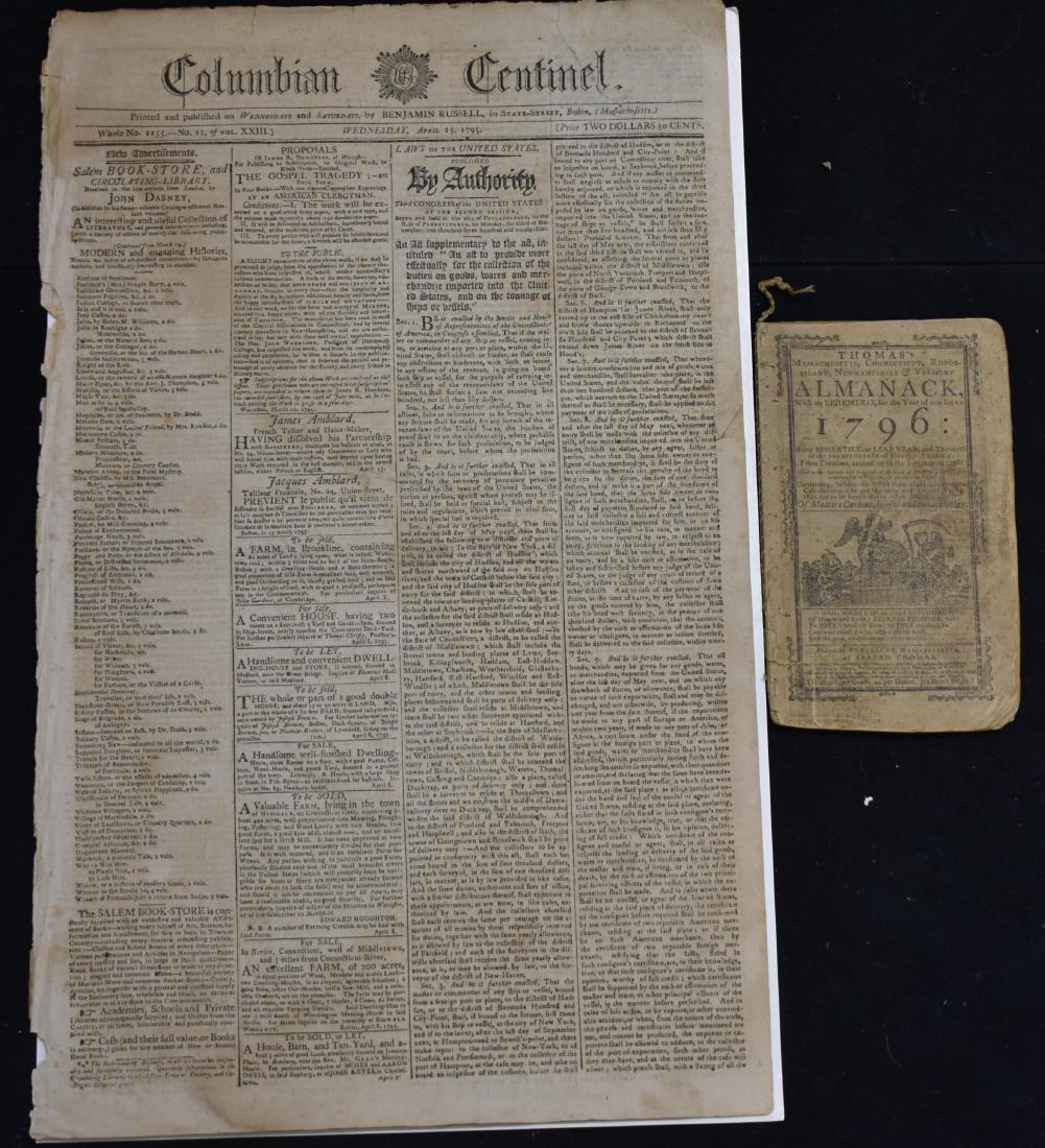 Newspaper and Almanac Dated 1795 and 1796 (1 of 4)
