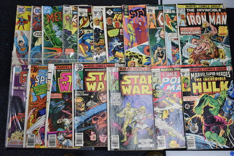 Mixed Vintage Comics: Including Star TreK 25 cent, Conan 25 cent, two Star Wars 35 cent, Luke Cage 30 cent, two World's Finest with Spiderman and Batman and various others. Sixteen total pieces.