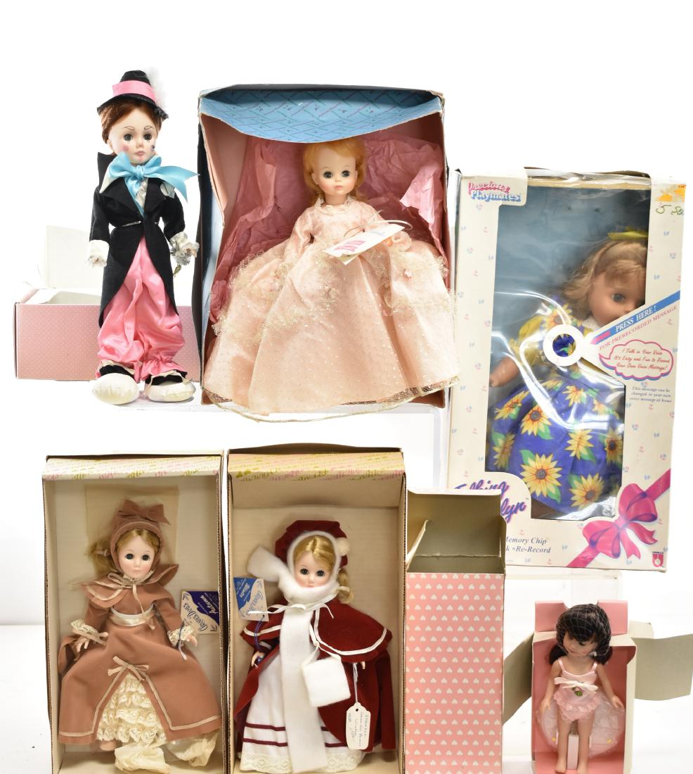 Effanbee and other Collectible Dolls: Lot includes four Effanbee dolls, a Madame Alexander doll and a Precious Playmate doll.
