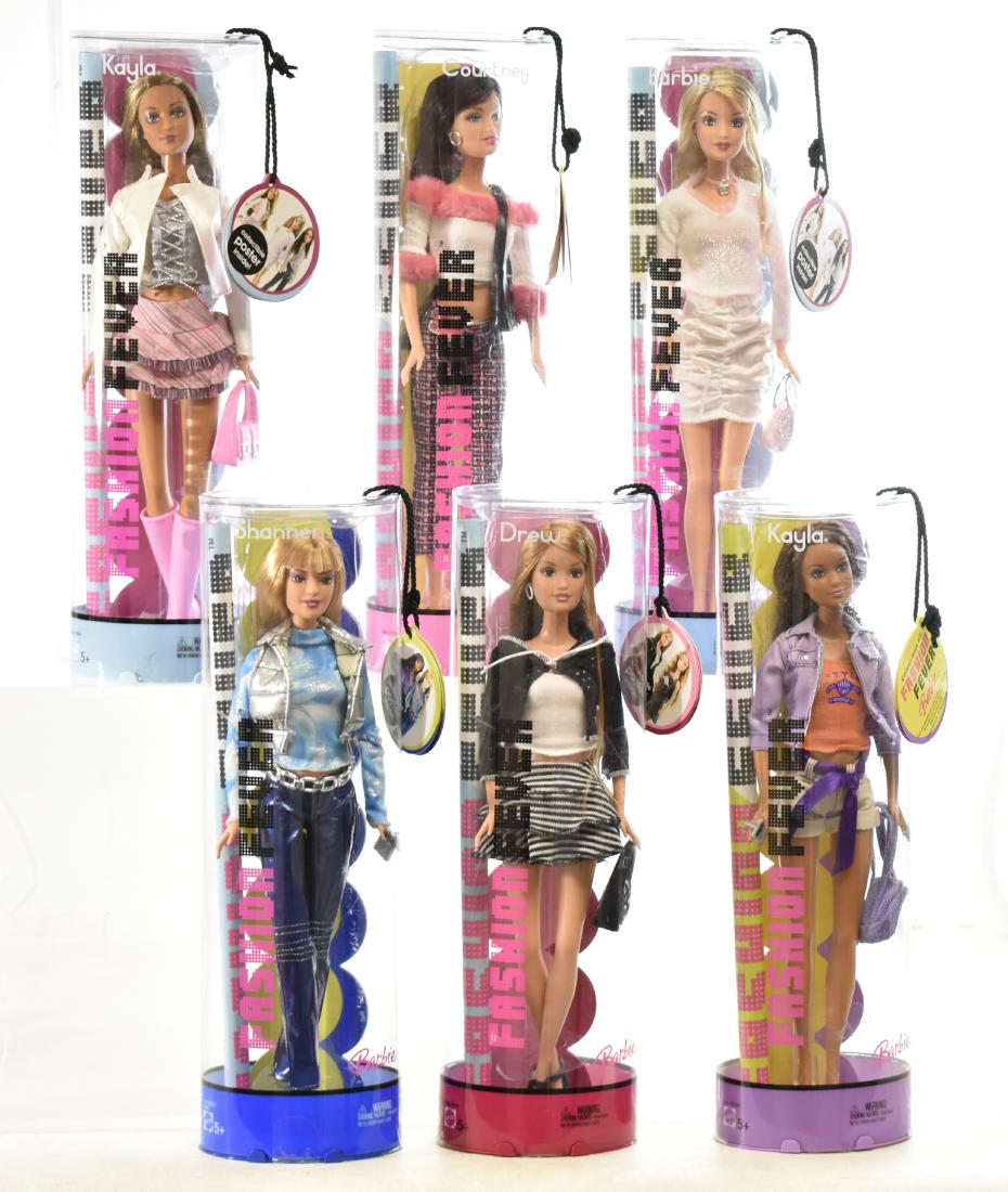 Six Contemporary Barbies in Original Packaging: All items unopened in original packaging.