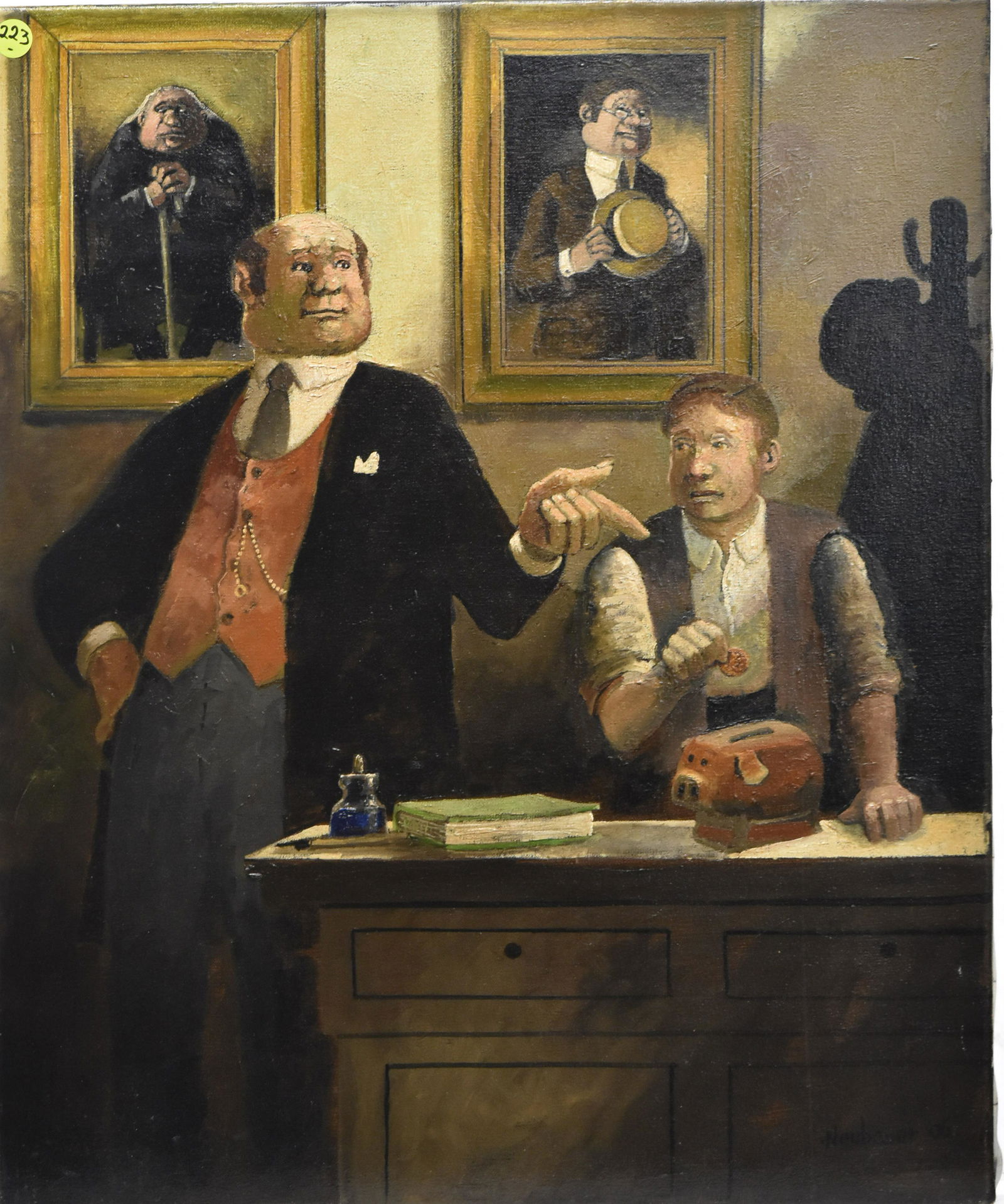 Oil on Canvas Titled "A Penny Saved" by Neubauer (1 of 2)