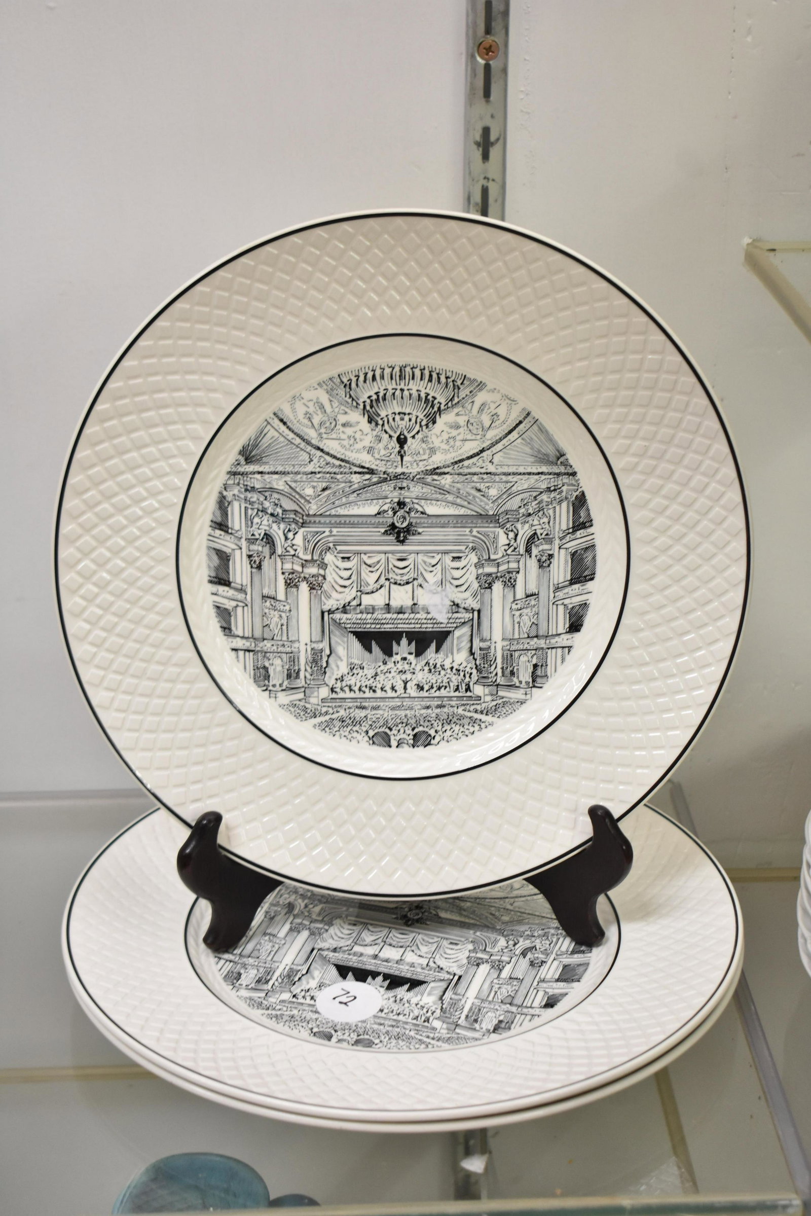 Philadelphia Orchestra Spode Plates: 3 Philadelphia Orchestra Copeland Spode plates, with Philadelphia Orchestra transfer "made exclusively at the request of the Women's Committees of the Philadelphia Orchestra" 10.5in diameter