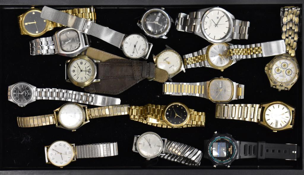 Men's Watches: Including a Remington Divers watch, a Citizens watch with date, a Lucerne marked Swiss made, and Hellbros dynamite quartz, and others.