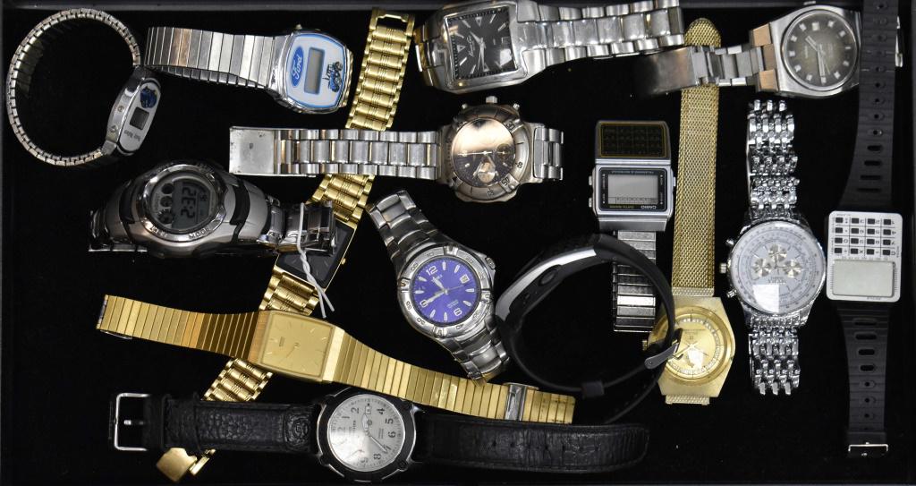Grouping of Watches: Including Rosra divers watch, a Nautica divers watch, a ladies Seiko Electra, and various Timex watches.