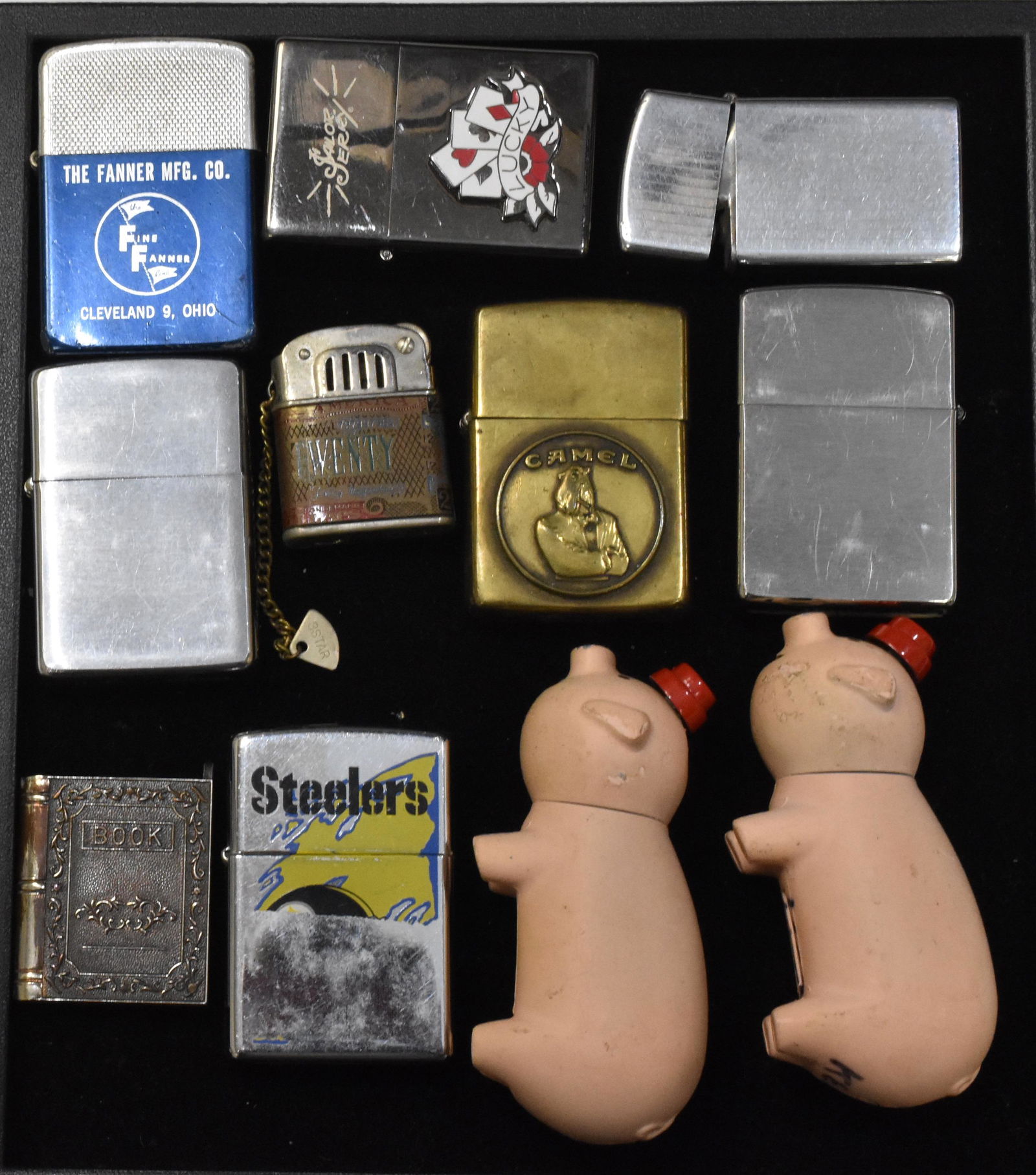 Vintage Lighter Collection Including Pigs