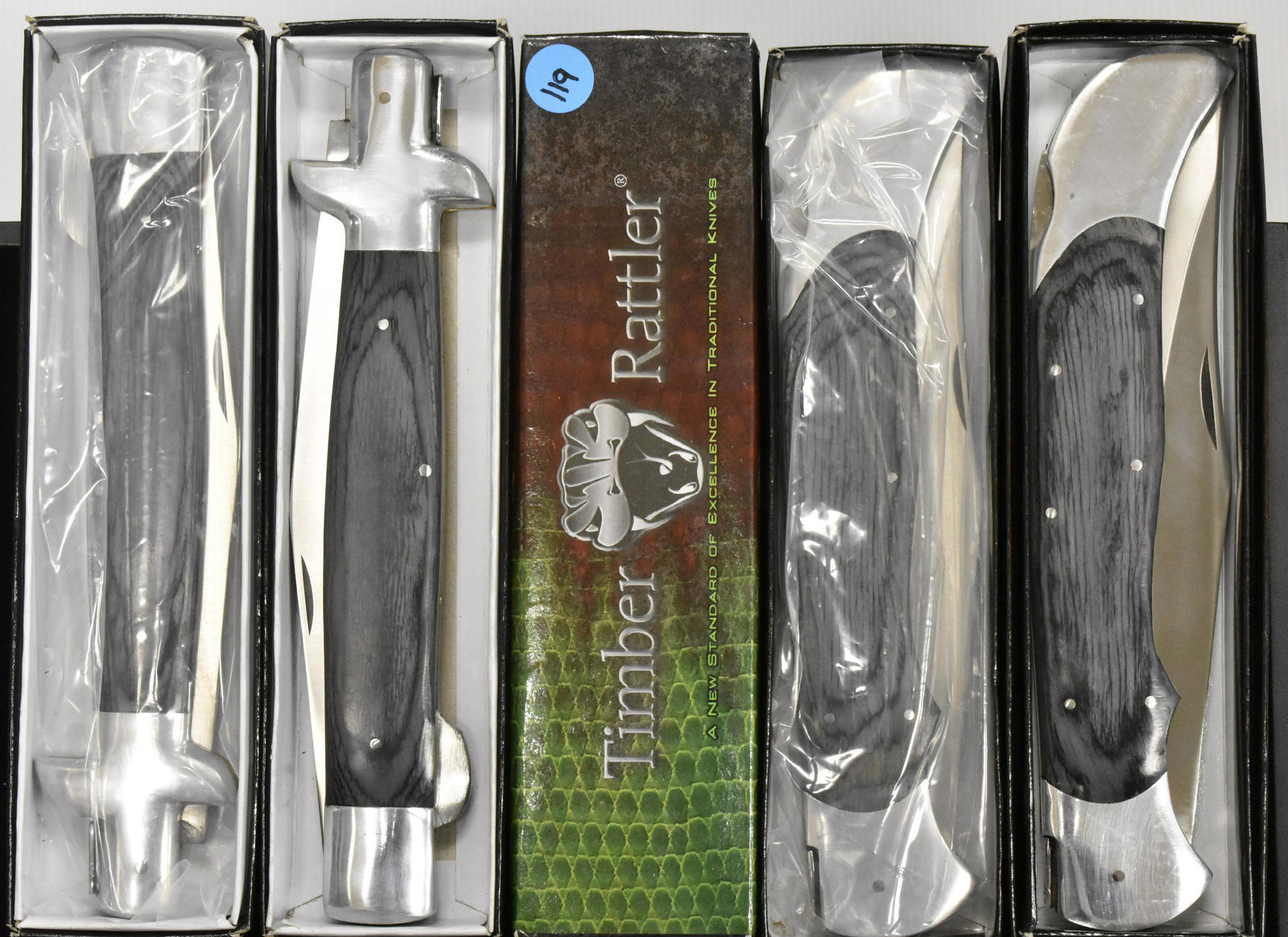 Two Timber Rattlers and Two BudK Knives: Two Timber Rattlers TR99 and two Bud K two jumbo BK677