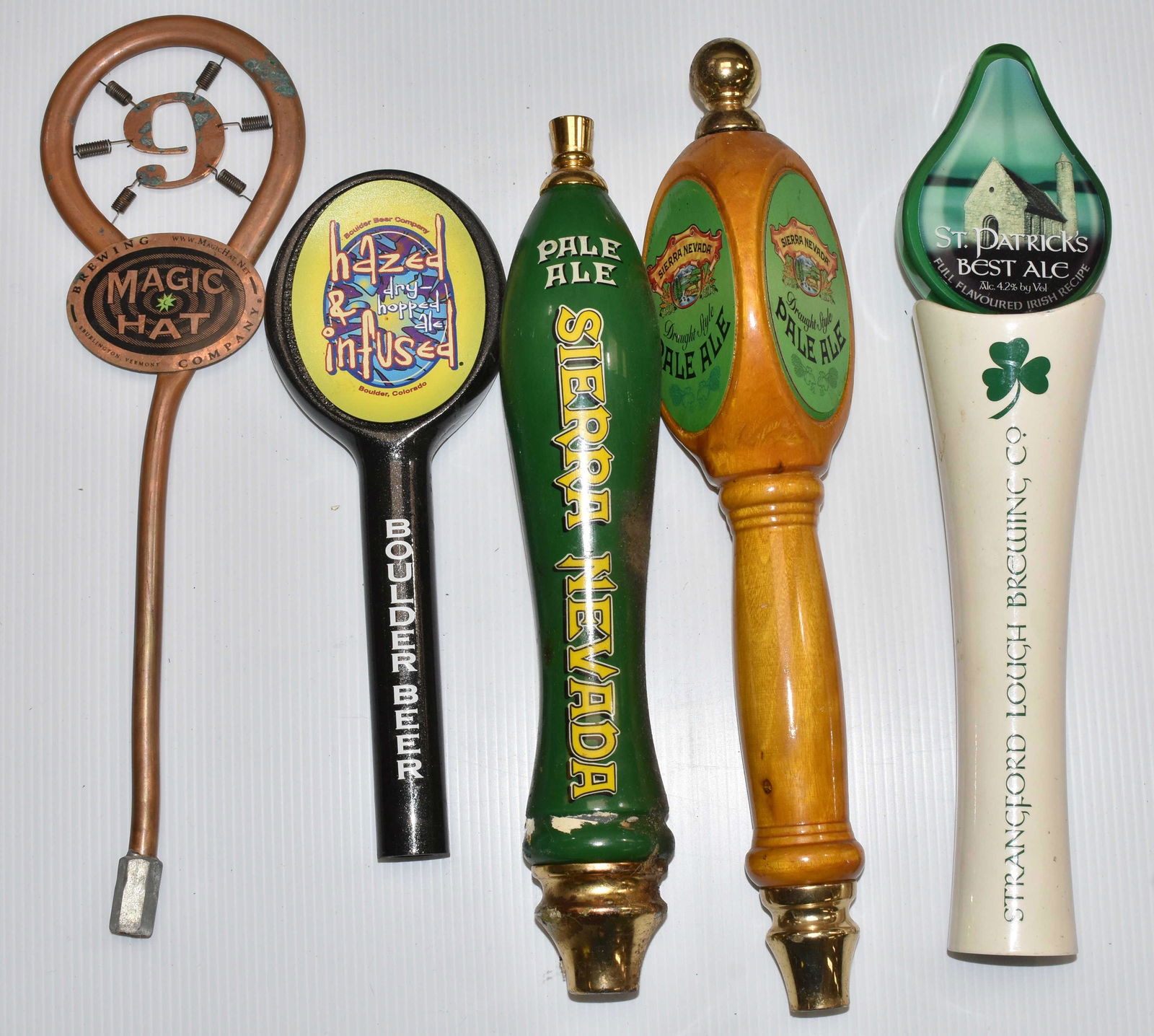 Mixed Group of Beer Taps: Including Magic Hat, Sierra Nevada, St. Patrick's and others.