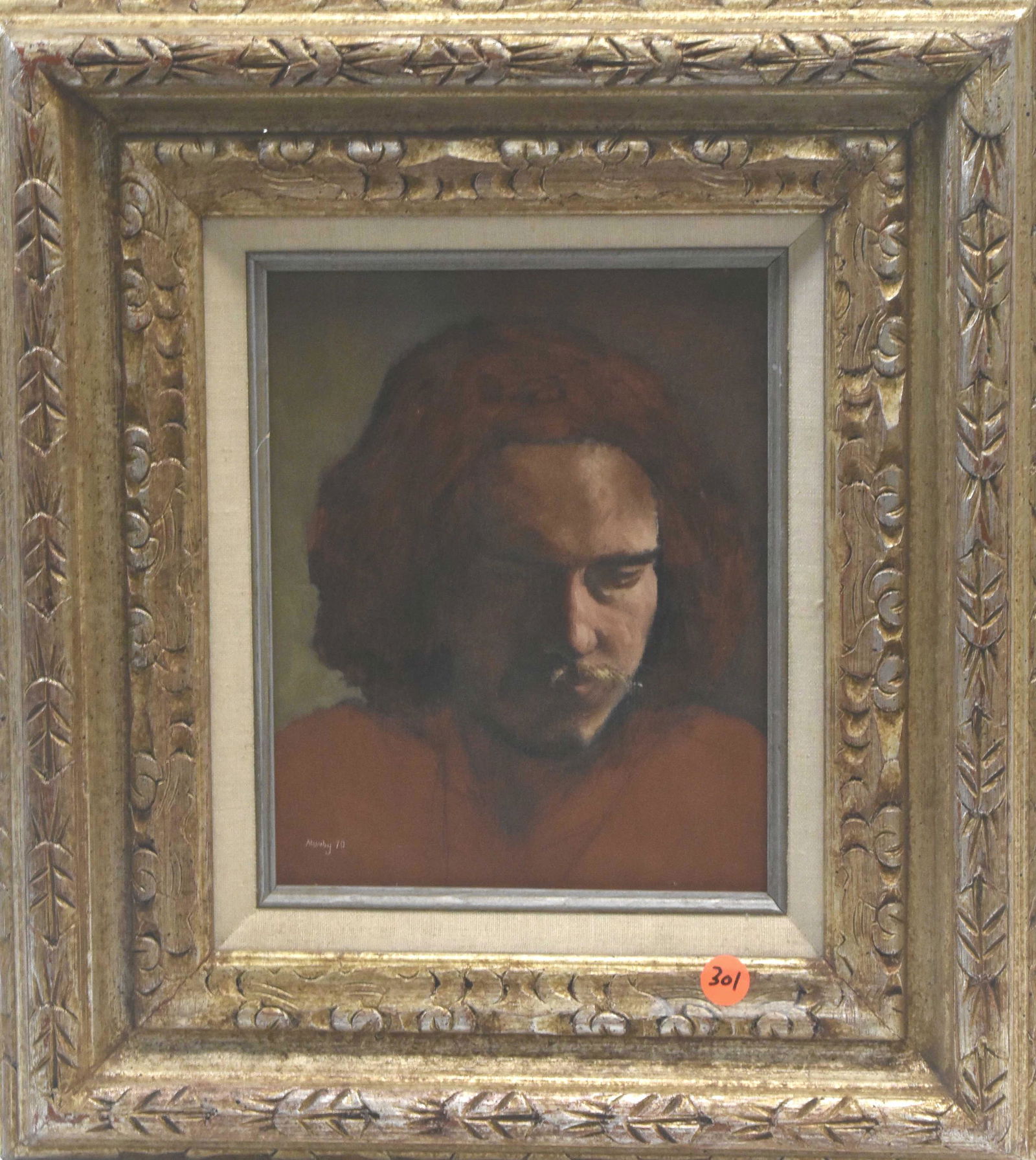 Oil on Board of a Man Signed Mumby (1 of 4)