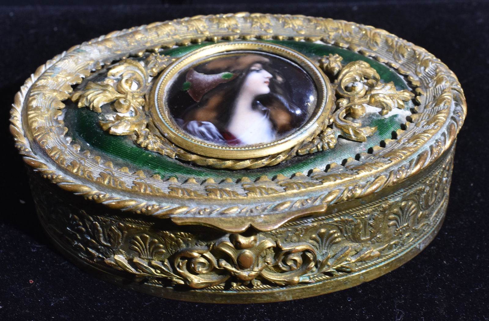 1870's Brass Enameled Portrait Box (1 of 2)