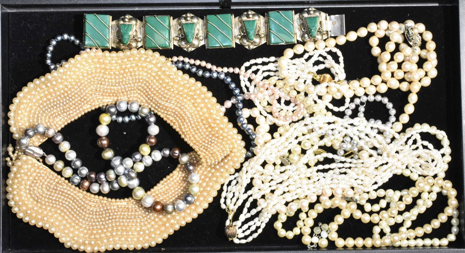 Vintage Pearl Jewelry and Green Onyx Bracelet (1 of 2)