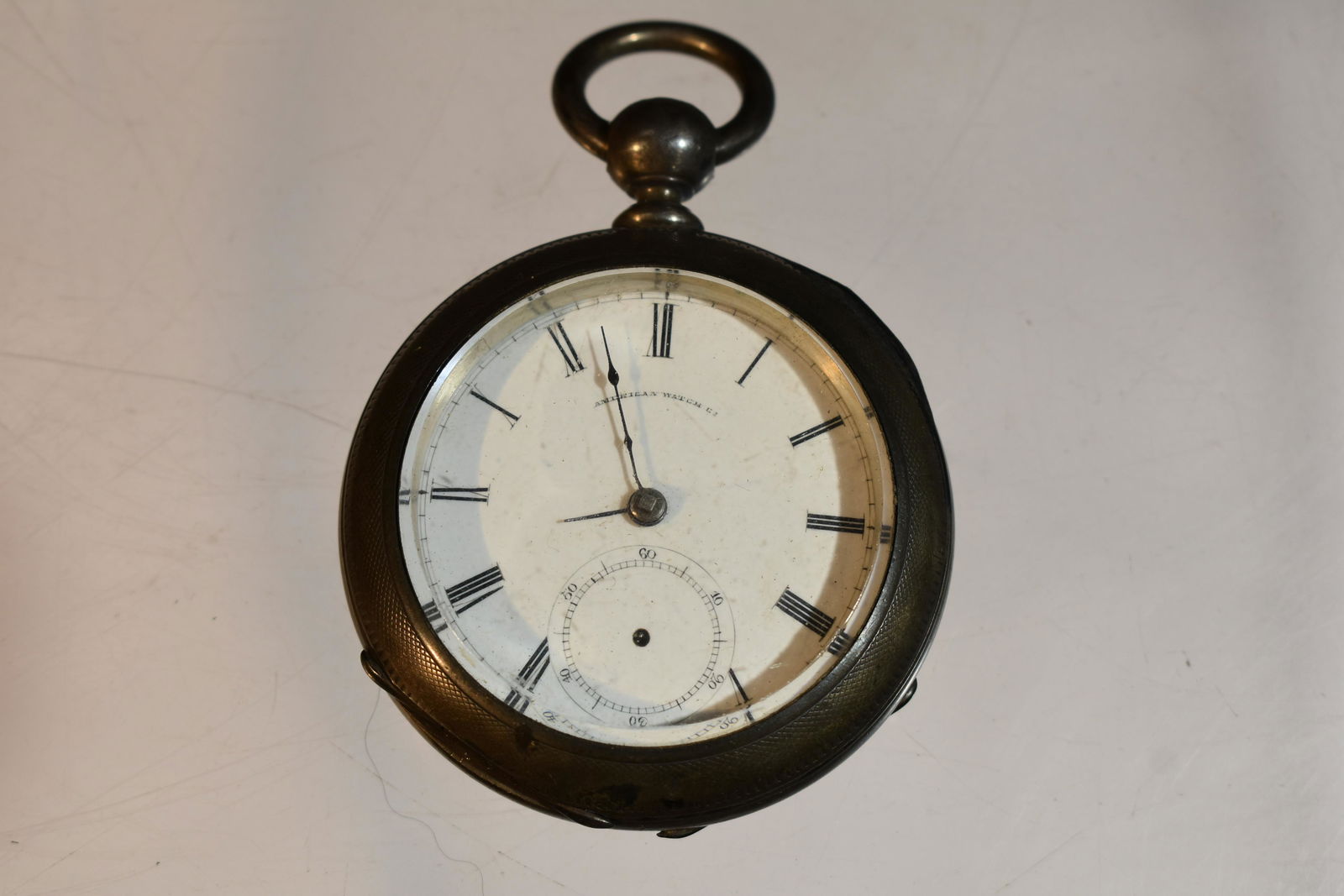 Antique Silver Waltham Pocket Watch: Key wind Movement marked Waltham Mass, P.S. Bartlett, # 269139 and is housed in heavy coin silver engraved case (missing second hand).