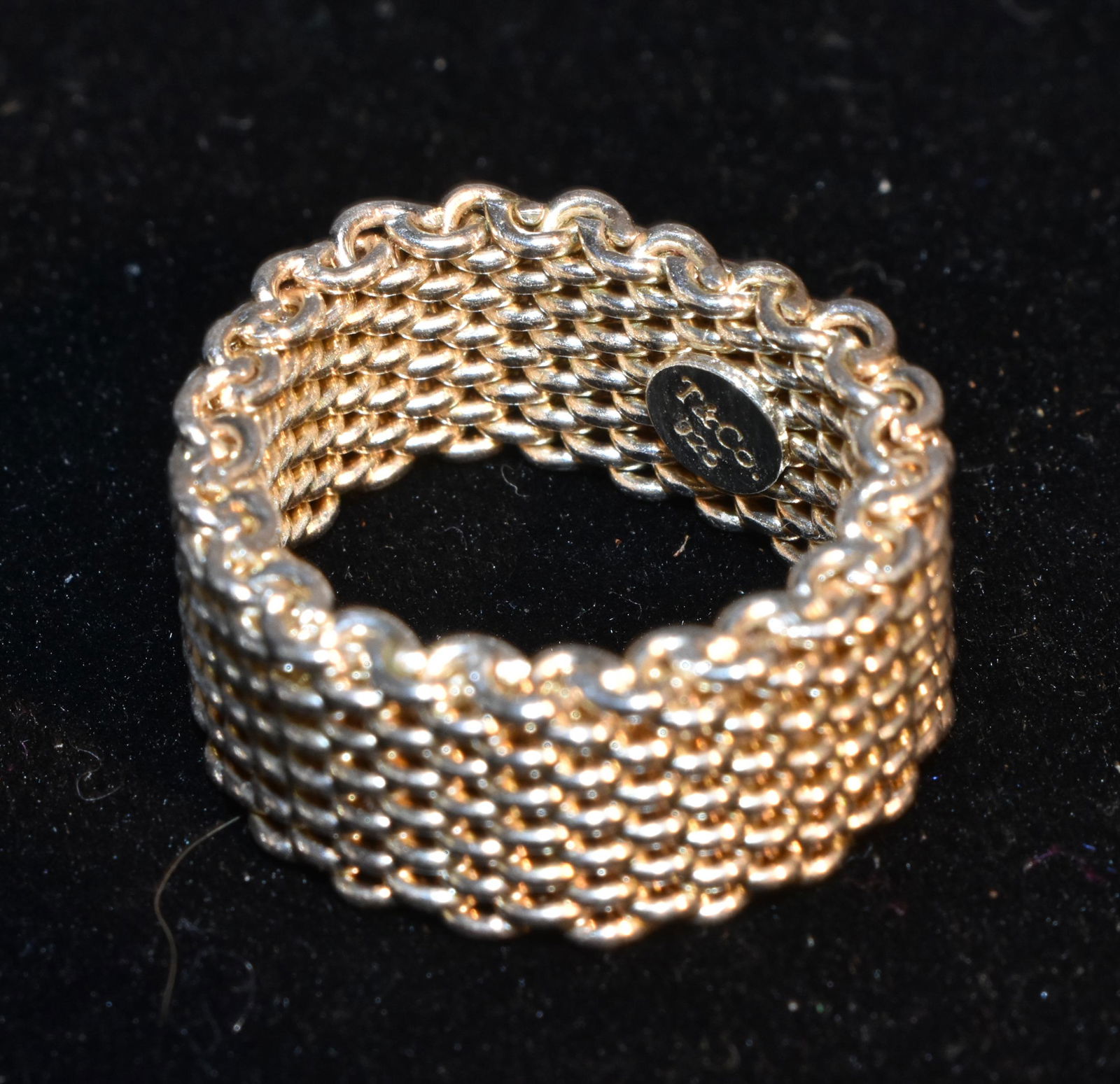 Tiffany & Co. Mesh Sterling Ring: Ring is signed "T & Co .925".
