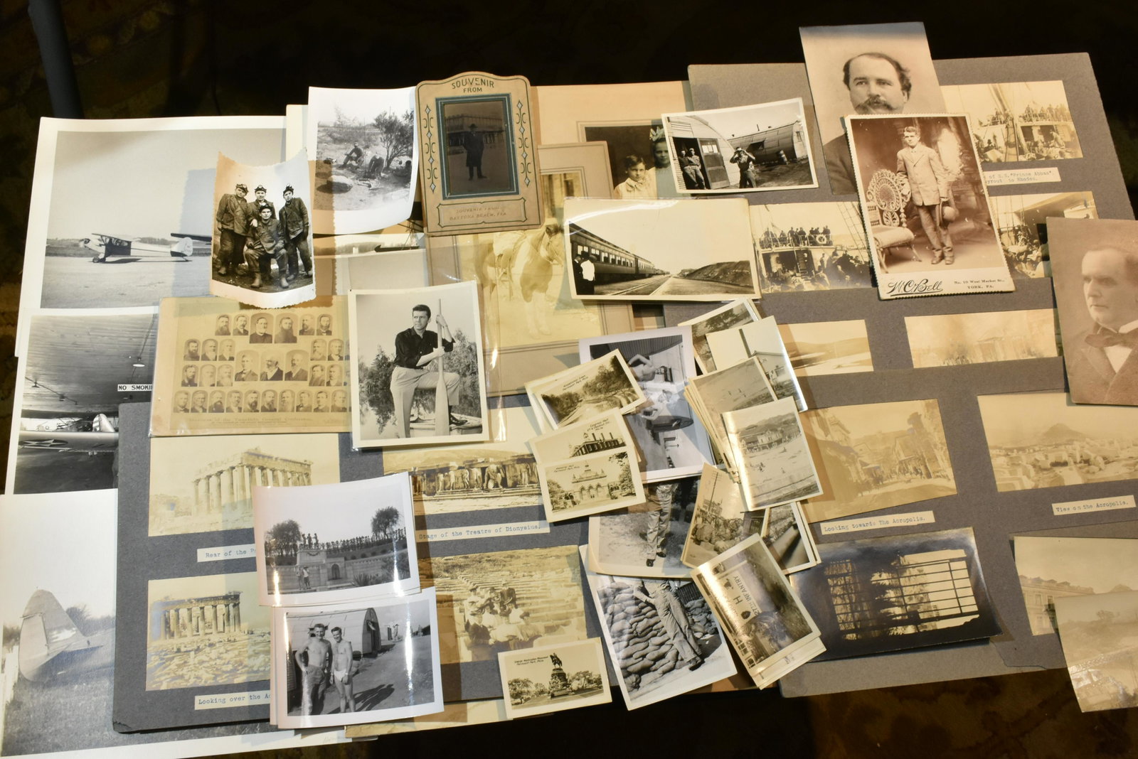Vintage Military and other Photographs: Includes a selection of WWII 27th Infantry glossies, a glossy photo of coal miners and photos of a Mediterranean steamer as well as large glossies of military planes