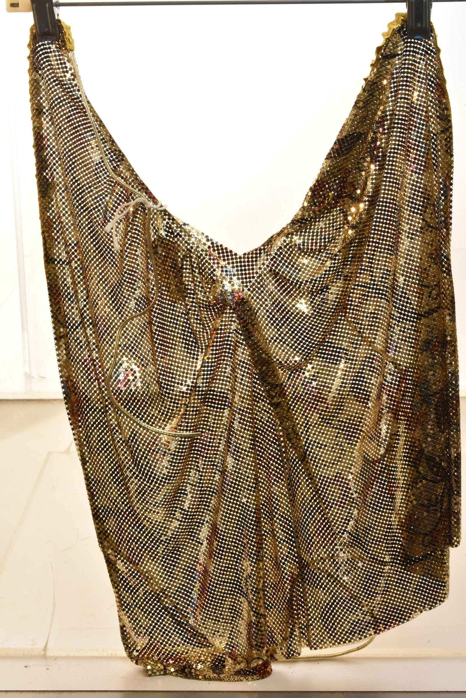 Rare Vintage Whiting and Davis Disco Top: Lot includes gold mesh handkerchief style top, labeled Whiting and Davis (1985).
