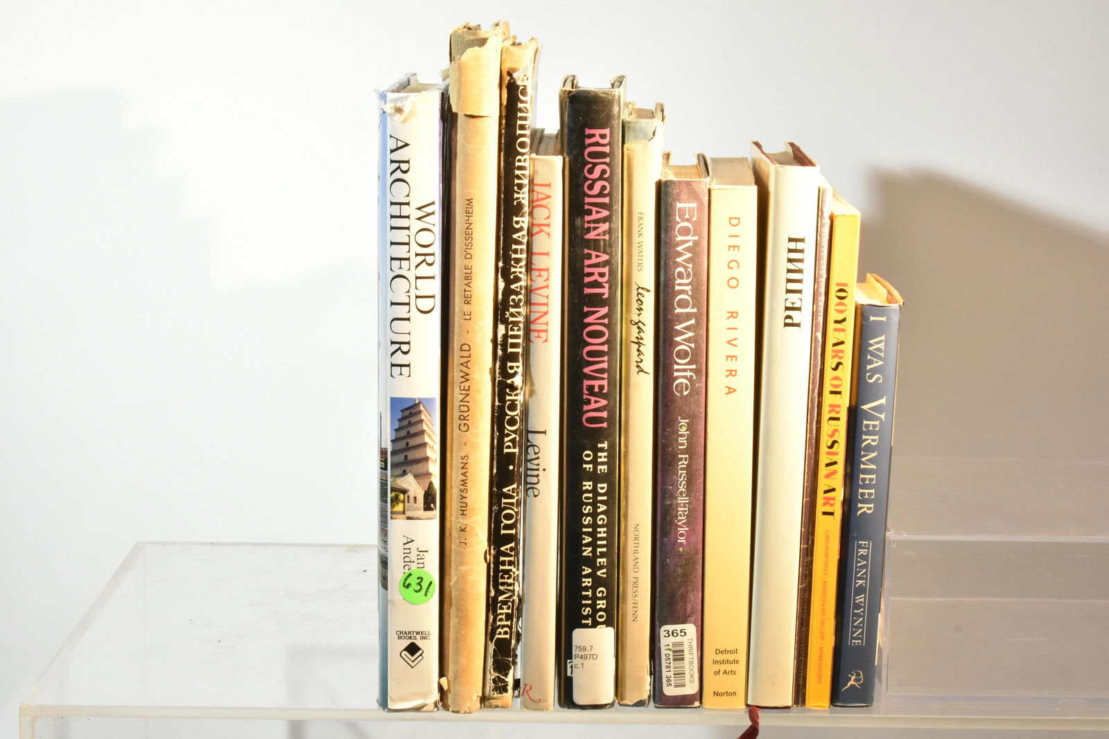 (12) Contemporary Art Books: Lot includes World Architecture, Russian Art Nouveau, Grunewalk Le Retable d'Issenheim, I Was vermeer, Edward Wolfe, Diego Rivera, Jack Levine, Frank Water's Leon Gaspard; and several Russian.