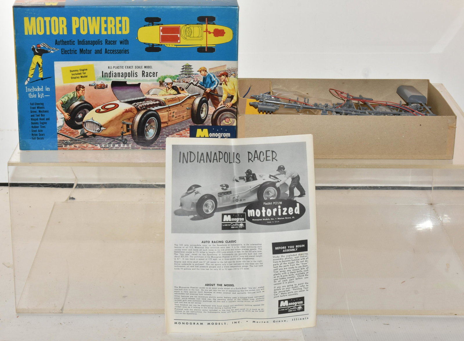 Indianapolis Motor Powered Race Car Model: Item comes with unused model, original engine, battery and instructions. It is in original box.