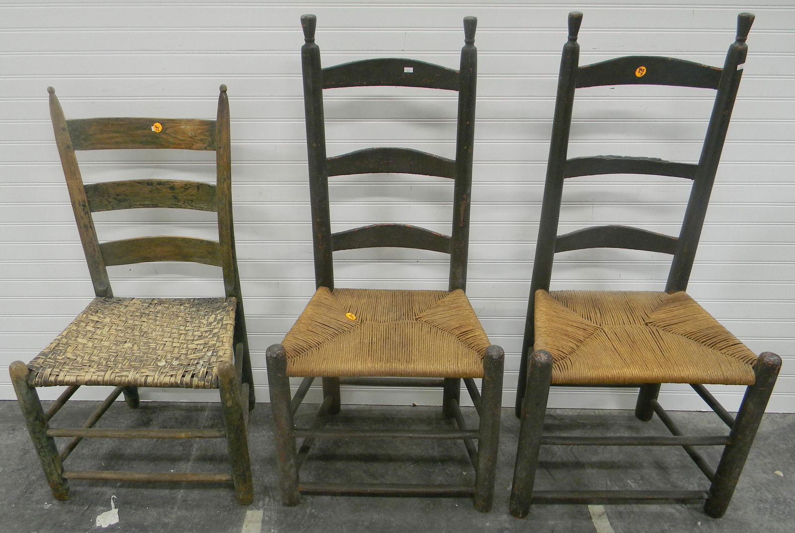 (3) Early Ladder Back Chairs (1 of 8)